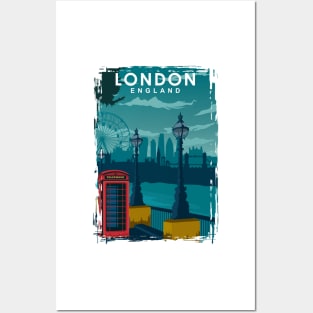 London Travel Poster with the skyline and more Posters and Art